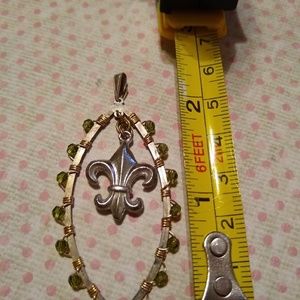 Two-tone Peridot 14K GF wire wrapped Pendent 14gf